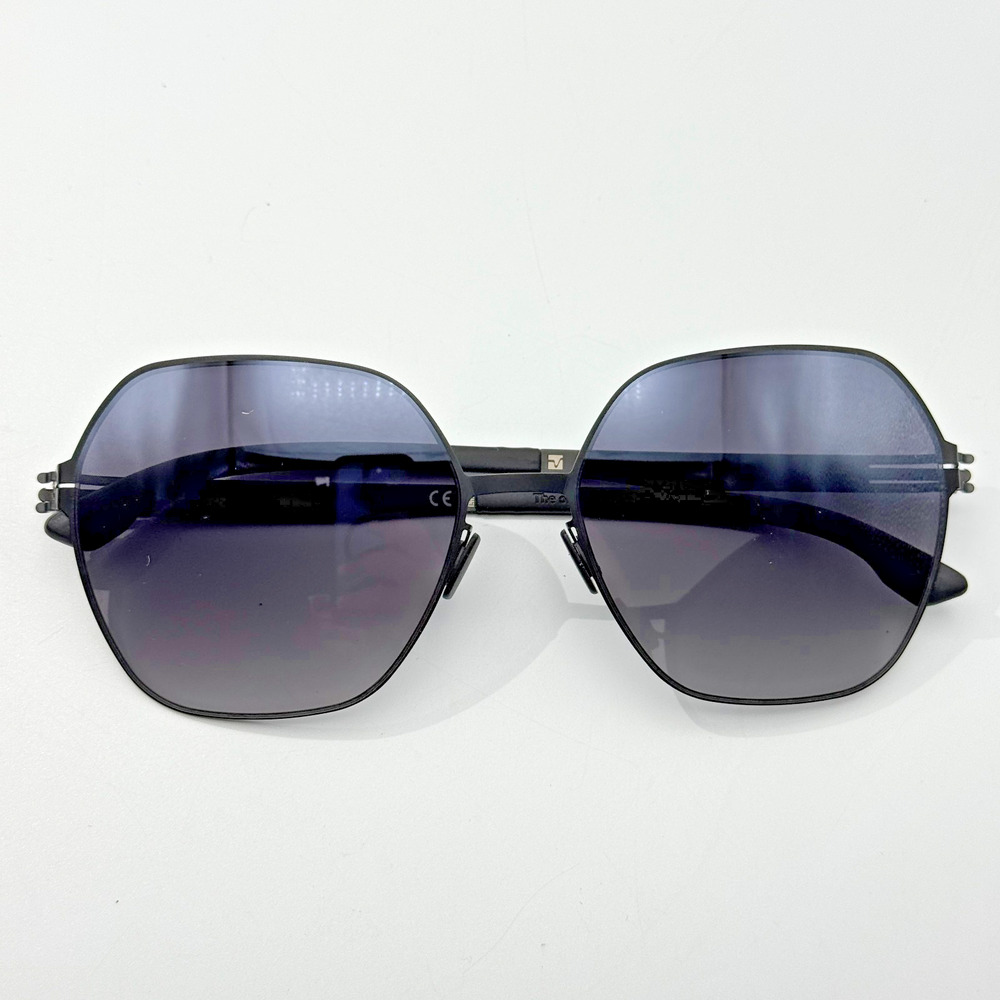 ic! Berlin Sunglasses Jacy C. IC0012 02B Black Butterfly Frame Gray Lens 58mm